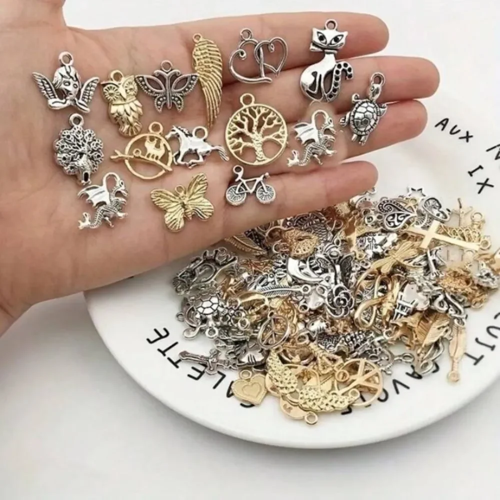 3for$20 50Pcs/Lot Mixed Vintage Metal Charms Beads DIY Bracelet Pendant